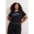 Trendyol Curve Dames Zwart Slogan Kort Regular fit Grote maten T-shirts