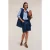 Motivi Double-breasted Oversized Waistcoat In Linen-blend Denim Blu