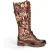 Laura Vita Victoriaanse Floral Maroon Leather High Strike-Up lange laarzen – Cocrailo-82