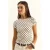 Gestippelde Crew Neck Crop T-Shirt