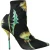 Dolce & Gabbana Zwarte Bloemen Jersey Stretch Enkellaarsjes Schoenen