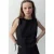 Mango cropped top met linnen zwart