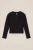 WE Fashion – Meisjes T-shirt met rib structuur – Regular fit – Zwart – Katoen –