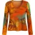 Levendige abstracte print V-hals top met lange mouwen