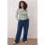 Trendyol Curve Dames Groen Gestreept Lang Getailleerd Grote maten Blouses