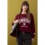 TRENDYOLMİLLA Dames Bordeaux Slogan Lang Oversized Sweatshirts