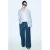 Mango wide leg regular waist broek met krijtstreep dark blue denim