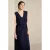 LOLALIZA midi jurk met ceintuur – donkerblauw