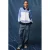 FRNCH regular waist straight leg geruite broek – grijs