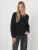 Boxy ribgebreid vest met parelaccent