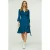Petrol Wrap Dress Viscose met klokmouwen.
