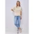 Street One Dames Shirt met overhangende schouders en geribd detail in Beige