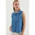 Mouwloze Katoenen Denim Shirt