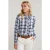 River Woods Green/purple Checked Blouse Fancy Collar