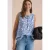 Blouse met split in de hals en print