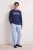 TRENDYOL MAN Heren Donkerblauw Met slogan Lang, Regular fit Pyjama- Sets