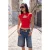 TRENDYOLMİLLA Dames Rood Effen Kort Getailleerd Blouses