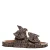 Copenhagen Shoes leren slippers met panterprint en strikjes bruin