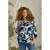 Zhenzi gebloemde top donkerblauw