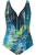 Ulla Popken Badpak  turquoise / lichtgroen / zwart