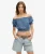 Korte top met Korte Mouwen en Smokwerk Blauw