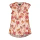 Biba Meisjesblouse met palmboomprint, strik in de hals en een losse pasvorm met ruches (Oranje)