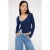 TRENDYOLMİLLA Dames Donkerblauw Effen Lang Getailleerd Blouses