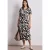 Street One Dames Maxi-jurk met overhemdkraag en print in Bruin