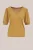 WE Fashion – Dames T-shirt met opengewerkt structuur – Regular fit – Okergeel –