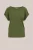 WE Fashion – Dames T-shirt met opengewerkte structuur – Regular fit – Olijfgroen –