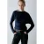 Mango top met plooien – marineblauw