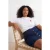 Trendyol Curve Dames Wit Geborduurd Kort Regular fit Grote maten T-shirts