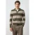 Mango Man regular fit gebreide gestreepte trui met wol – donkergroen