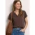 Street One Dames Shirt met gespleten hals en knoopdetails in Bruin