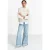 Rich & Royal Boat Neck Pullover Yarn Mix Stripe Pearl White