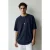 TRENDYOL MAN Heren Donkerblauw Geborduurd Lang Oversized T-shirts