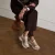 Manfield chunky leren sneakers beige/zwart