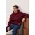 TRENDYOL MAN Heren Bordeaux Effen Lang Oversized Sweatshirts