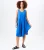 Blauwe geweven oversized jurk met bandjes en structuur