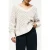 French Connection Crochet Knit V Neck Sweater Oatmeal
