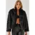 Faux Bont Cropped Open Kraag Jas