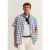 Bugatti Herren Korte mouwen shirt Modern Fit met ruitjespatroon