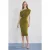 TRENDYOLMİLLA Dames Groen Effen Midi Mouwloos Casual Bodycon Jurken