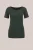 WE Fashion – Dames T-shirt met boothals – Donkergroen – Biologisch katoen –