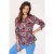 DIDI Blouse L/s Top Notch Poppy Red With Lots Of Leaves Print