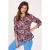 DIDI Blouse L/s Top Notch Poppy Red With Lots Of Leaves Print