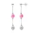 Hangers van oorbellen Fuschia Cultuur Kralen en Crystal White Silver 925 – Pure Crystal