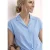 Street One Dames Blouse met overhangende schouders en bowlingkraag in Blauw