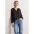 Street One Dames Raglanblouse met split in de hals en print in Bruin