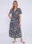 Navy korte mouwen viscose wikkel midi jurk